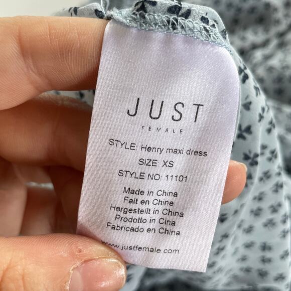 JUST Female Dress‎ Womens X Small Henry Blue Clover Print Ruffle Cottage Core - Picture 6 of 8